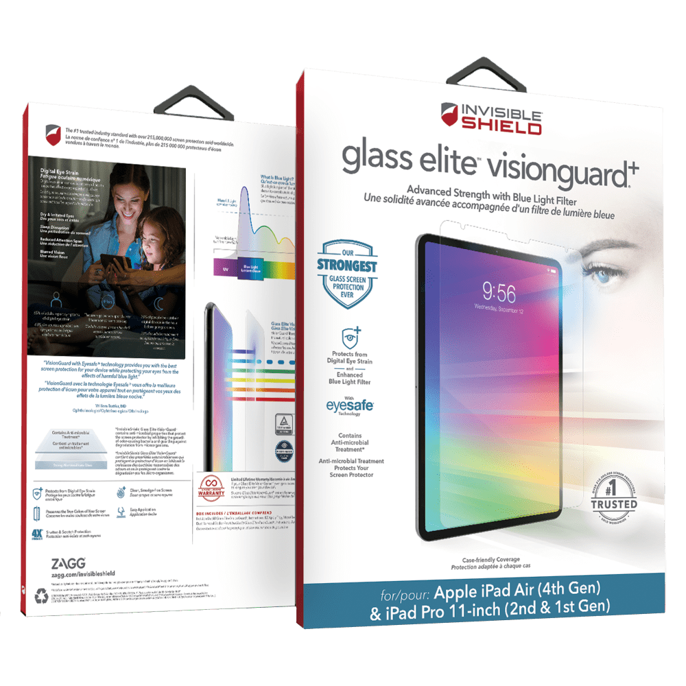 ZAGG InvisibleShield Glass Elite VisionGuard Plus Glass Screen Protector for Apple iPad Pro 11 (2022 / 2021) / Air 10.9 / Air 2022 by ZAGG