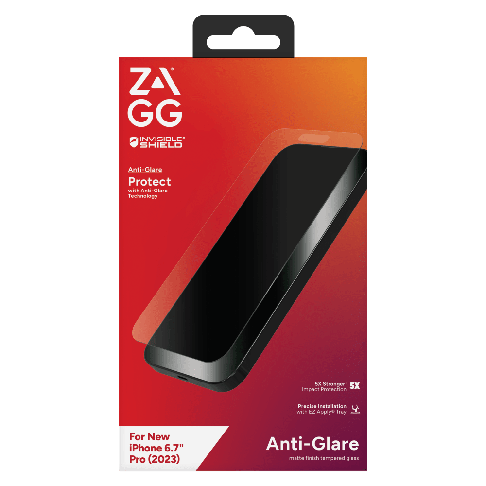 ZAGG InvisibleShield Glass Elite Antimicrobial Anti-Glare Glass Screen Protector for Apple iPhone 15 Pro Max