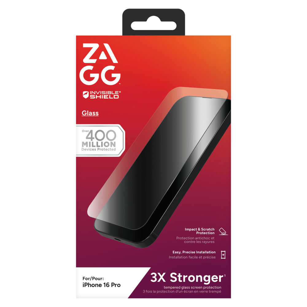 ZAGG InvisibleShield Antimicrobial Glass Screen Protector for Apple iPhone 16 Pro-Clear by ZAGG