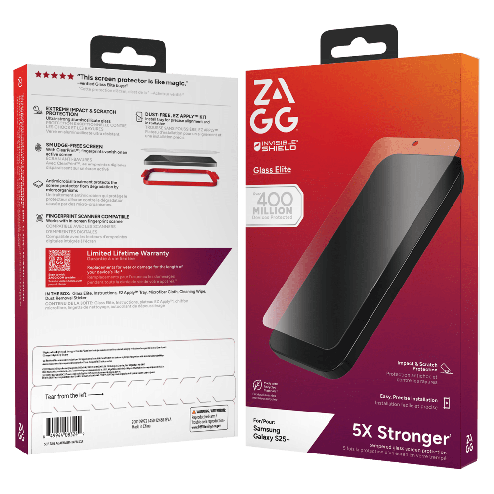 ZAGG InvisibleShield Glass Elite Glass Screen Protector for Samsung Galaxy S 2025 Medium-Clear