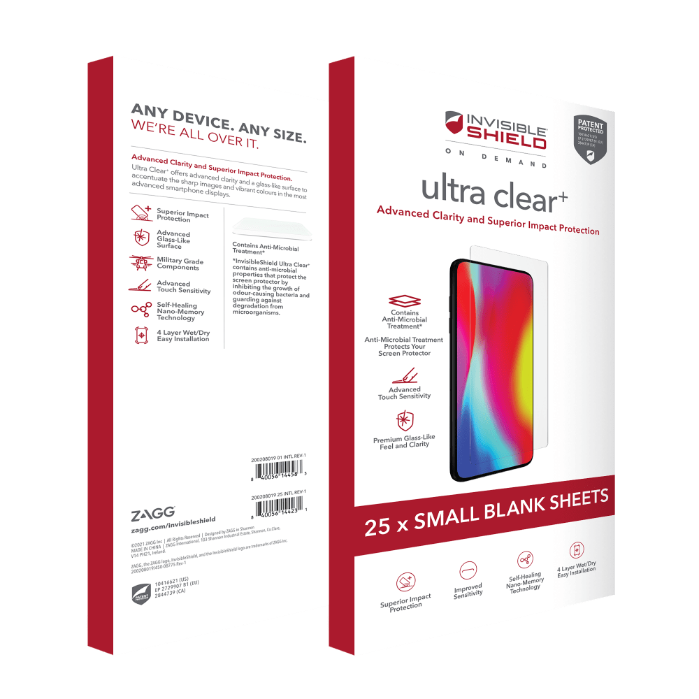 ZAGG ISOD Ultra Clear Plus 4 Layer Film Screen Protector 25 Pack for Small Screens-Clear by ZAGG