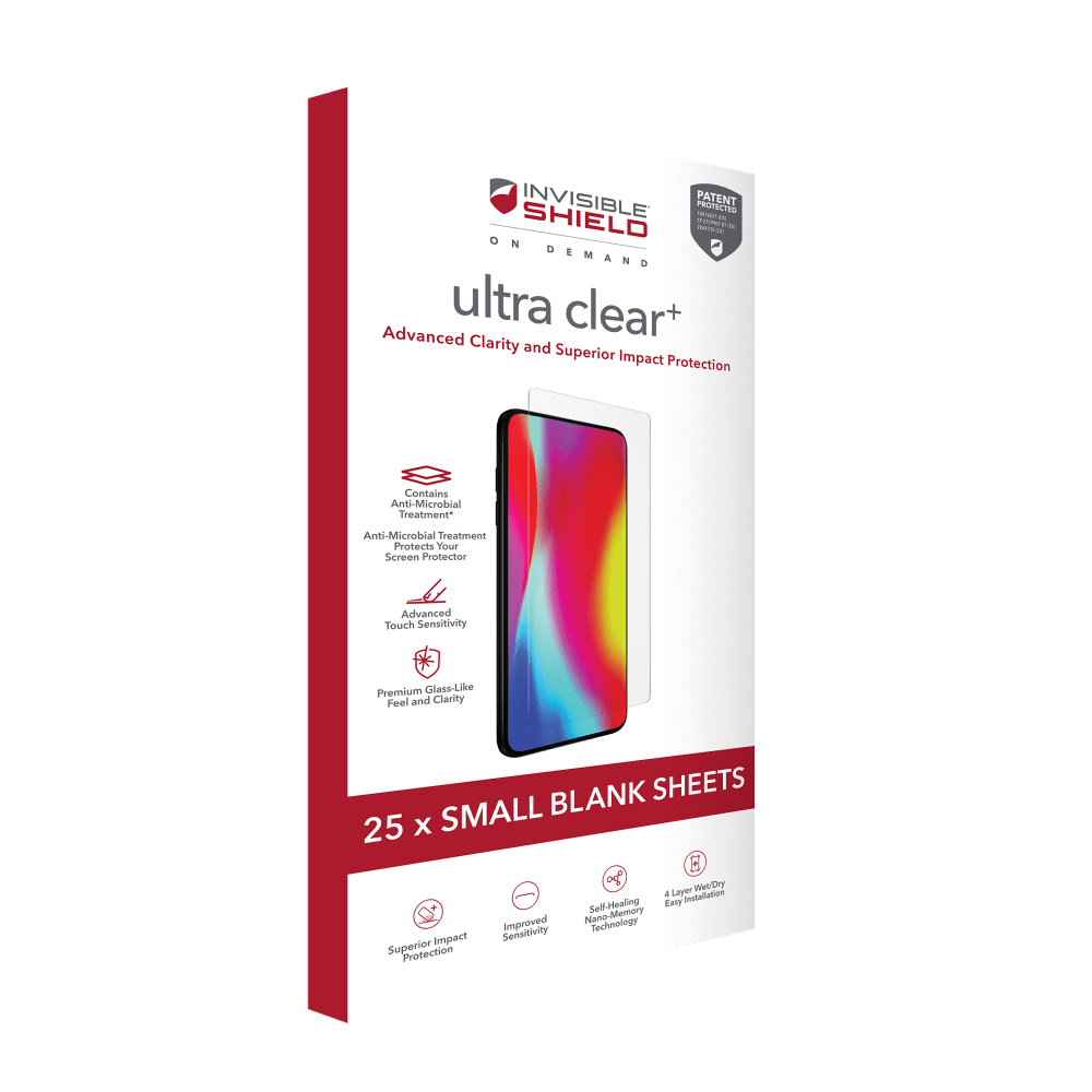 ZAGG ISOD Ultra Clear Plus 4 Layer Film Screen Protector 25 Pack for Small Screens-Clear