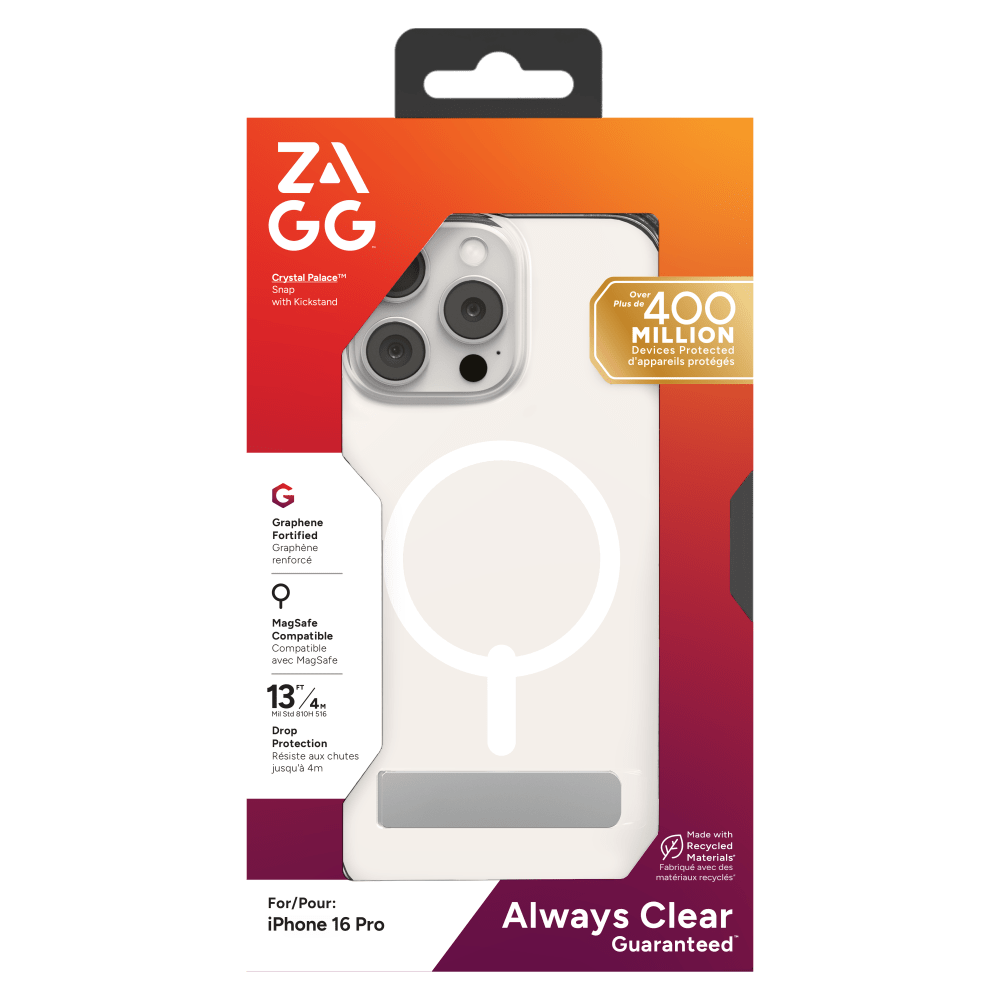 ZAGG Crystal Palace Snap MagSafe Case with Kickstand for Apple iPhone 16 Pro-Clear by ZAGG