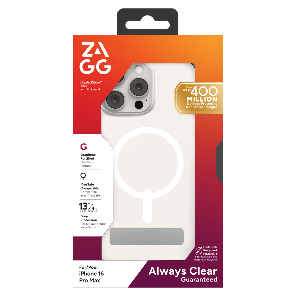 ZAGG Crystal Palace Snap MagSafe Case with Kickstand for Apple iPhone 16 Pro Max-Clear by ZAGG