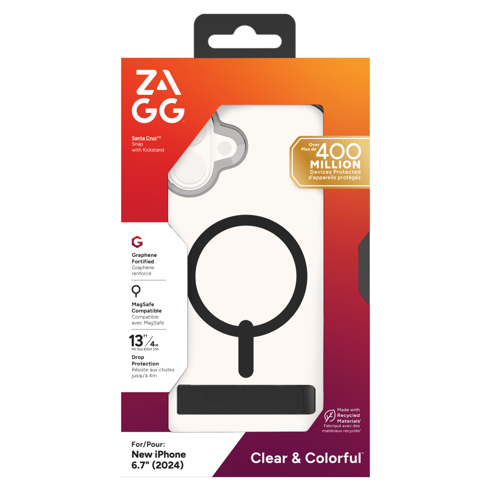 ZAGG Santa Cruz Snap MagSafe Case with Kickstand for Apple iPhone 16 Plus-- by ZAGG