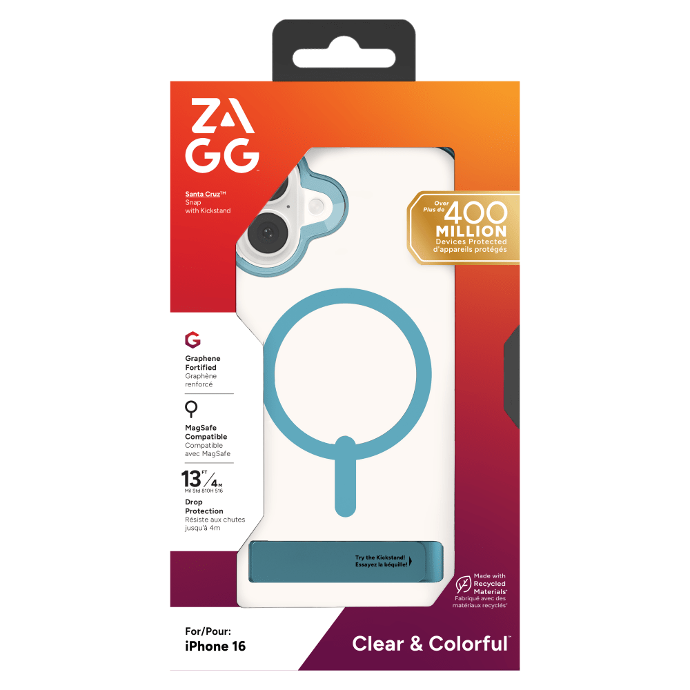 ZAGG Santa Cruz Snap MagSafe Case with Kickstand for Apple iPhone 16-- by ZAGG