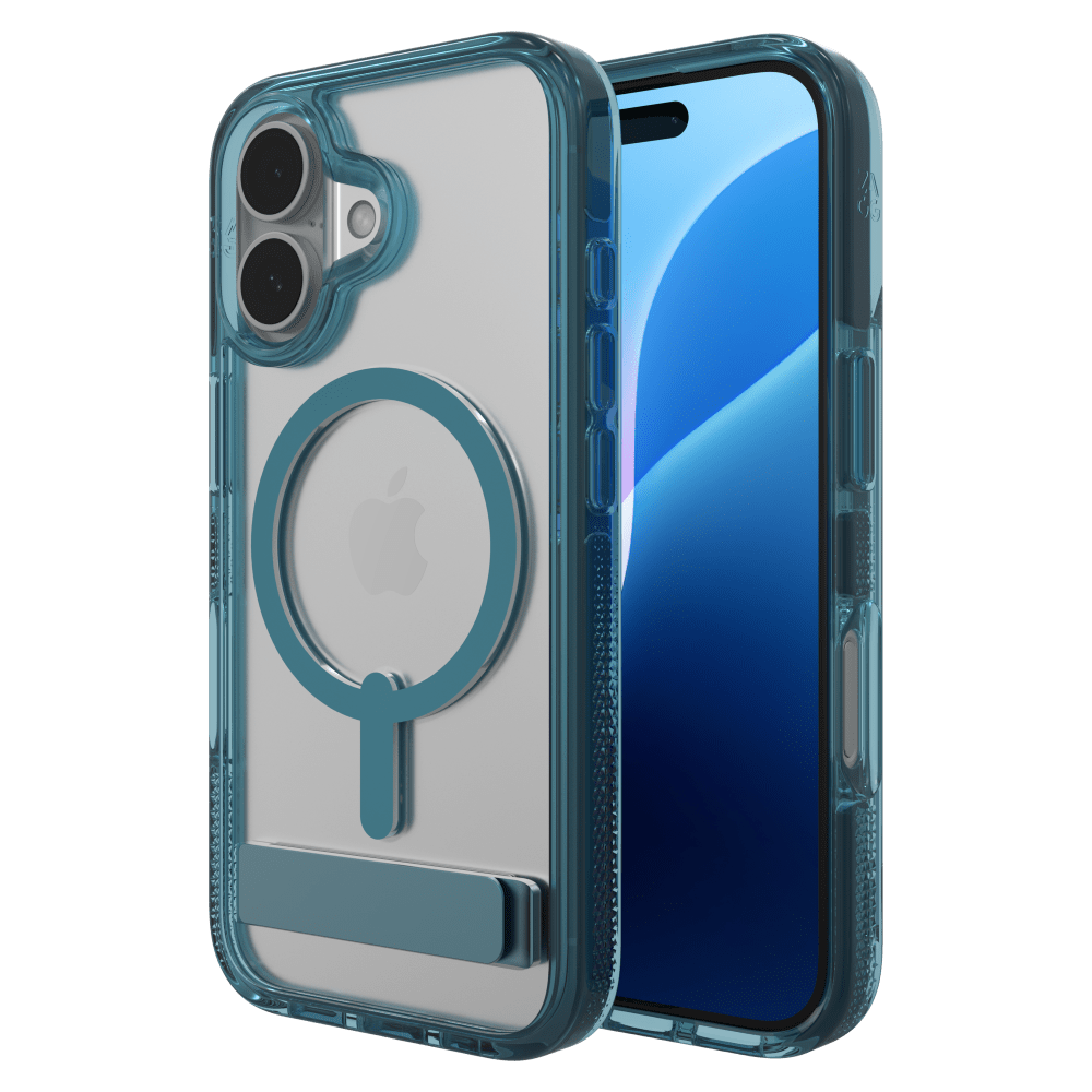 ZAGG Santa Cruz Snap MagSafe Case with Kickstand for Apple iPhone 16-Blue