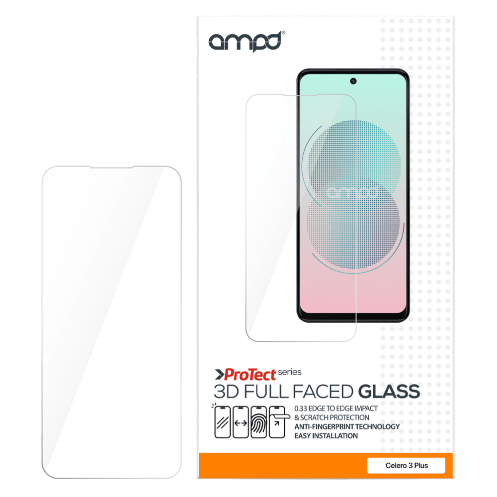 AMPD 0.33 Hardened Tempered Glass Screen Protector for Boost Celero 5G Plus (Gen 3)-Clear by AMPD