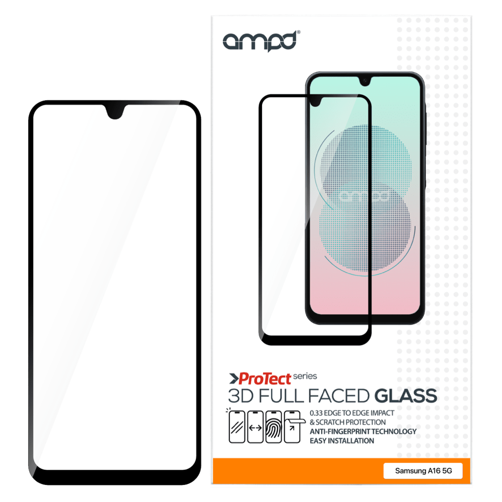 AMPD 3D Full Faced Impact Flex Glass Screen Protector for Samsung Galaxy A16 5G-Clear by AMPD