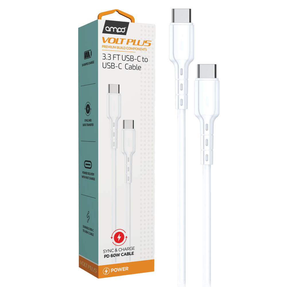 AMPD Type C to Type C USB Cable 3ft-White by AMPD