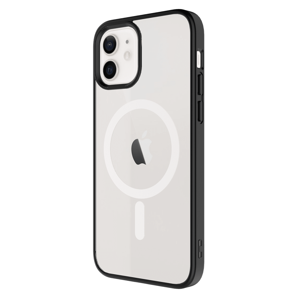AMPD TPU / Acrylic Hard Shell MagSafe Case with Colored Bumper for Apple iPhone 12 / iPhone 12 Pro-Black by AMPD