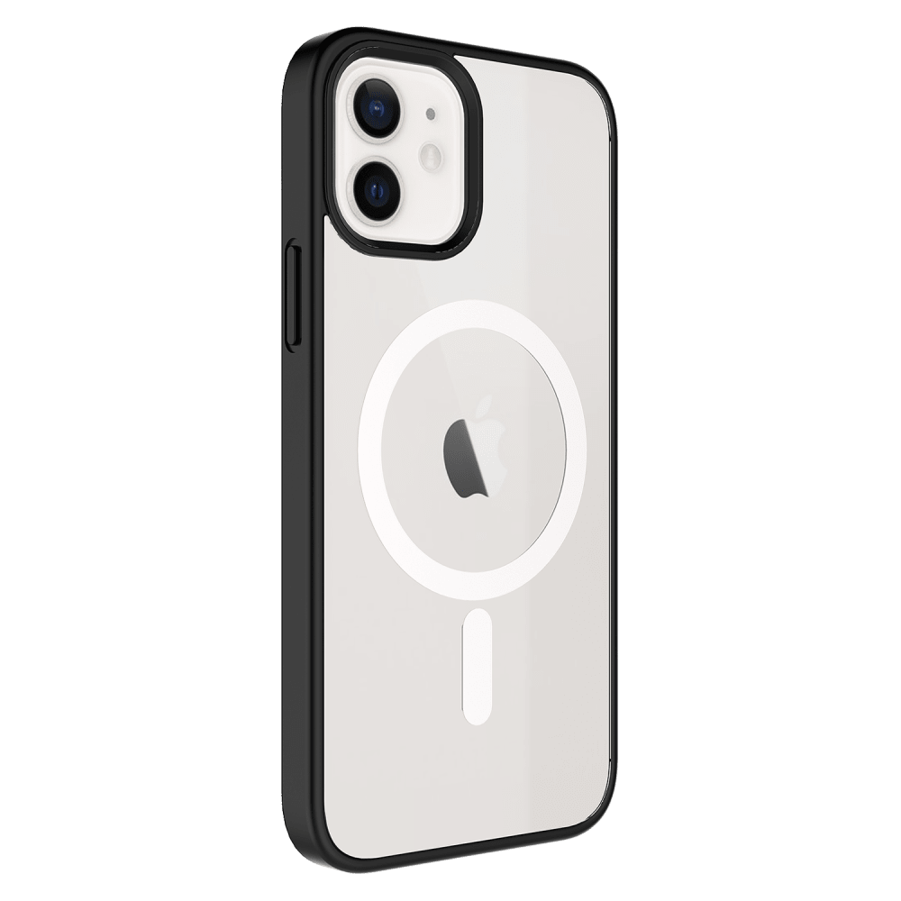 AMPD TPU / Acrylic Hard Shell MagSafe Case with Colored Bumper for Apple iPhone 12 / iPhone 12 Pro-Black by AMPD