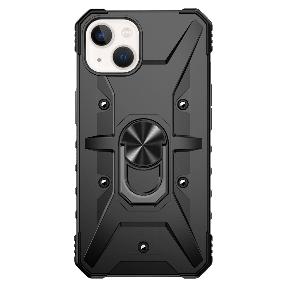 AMPD Dual Layer Robot Combo Drop Protection Case with Ring for Apple iPhone 13-Black by AMPD