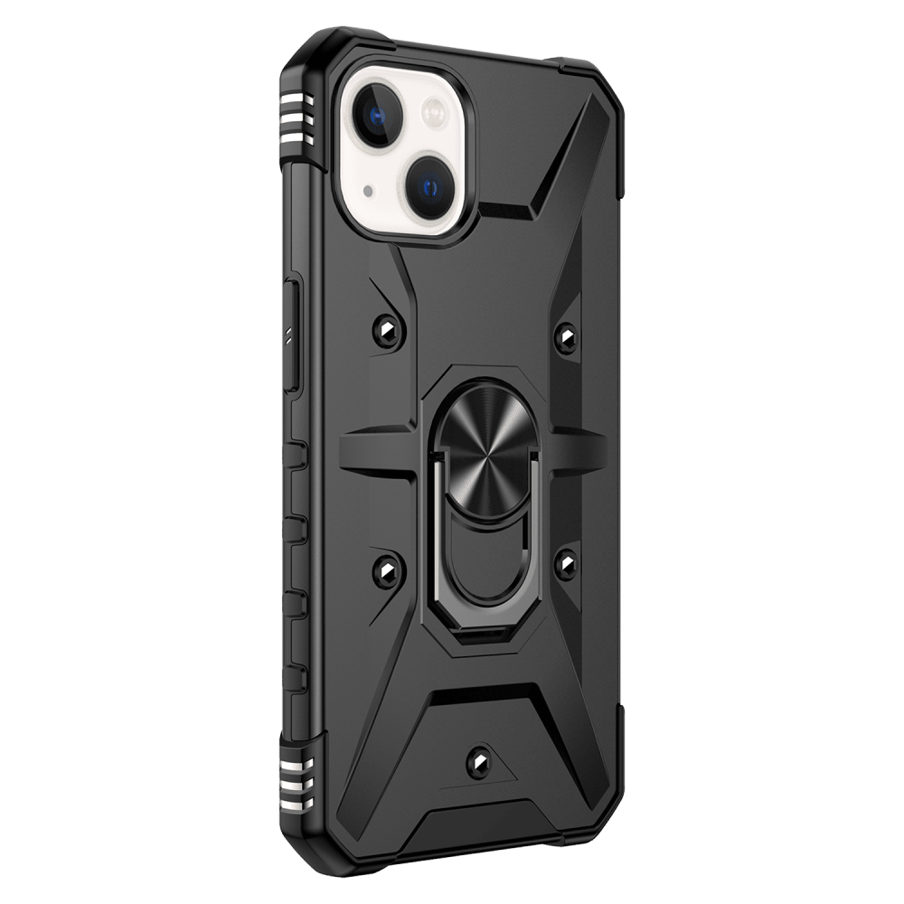 AMPD Dual Layer Robot Combo Drop Protection Case with Ring for Apple iPhone 13-Black by AMPD