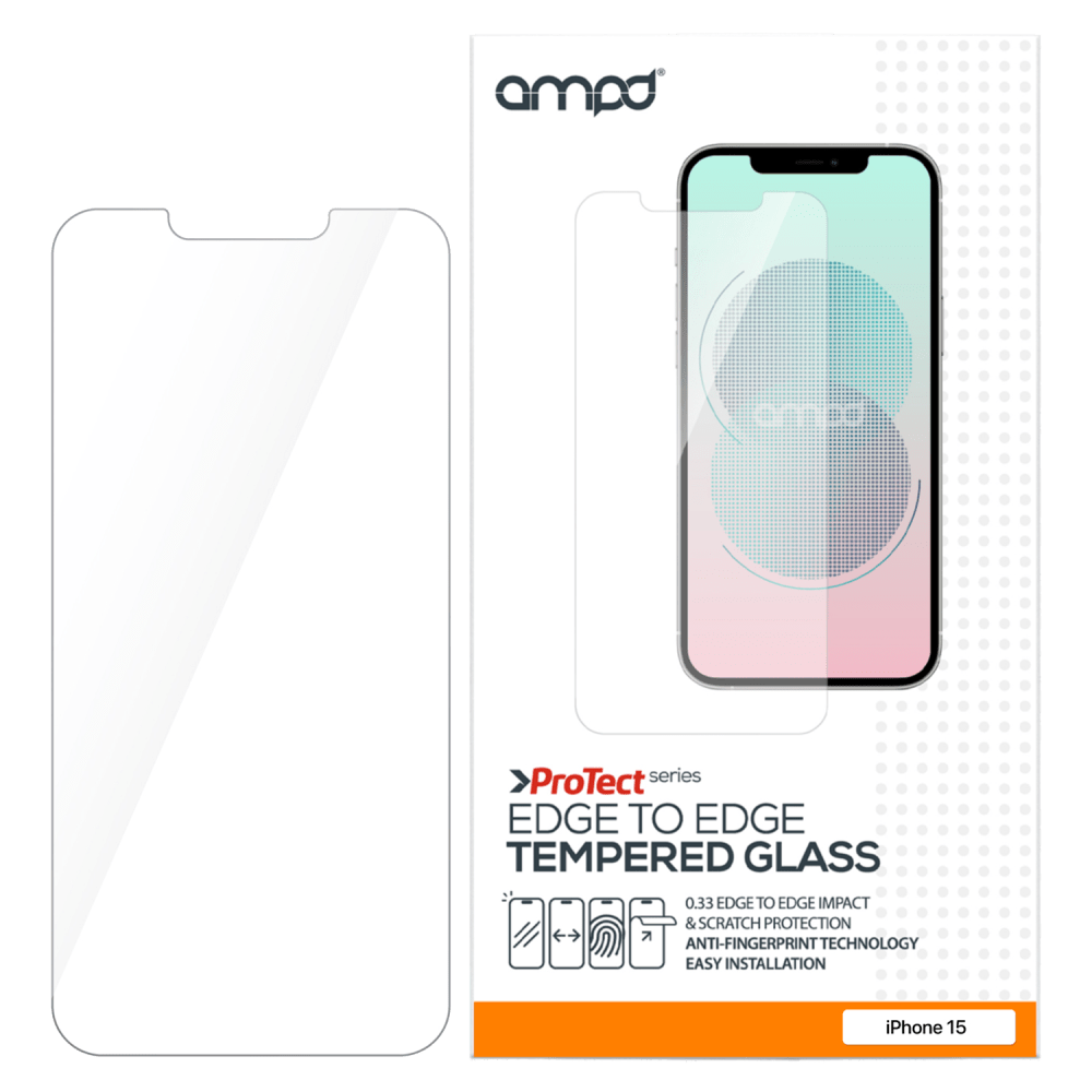 AMPD 0.33 Impact Tempered Glass Screen Protector for Apple iPhone 15 Pro Max Clear by AMPD