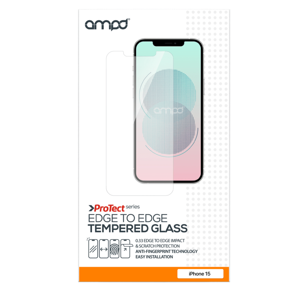 AMPD 0.33 Impact Tempered Glass Screen Protector for Apple iPhone 15 Pro Max Clear by AMPD