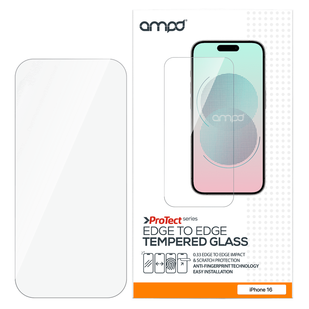 AMPD 0.33 Impact Flex Clear Tempered Glass Screen Protector for Apple iPhone 16 / iPhone 15-Clear by AMPD