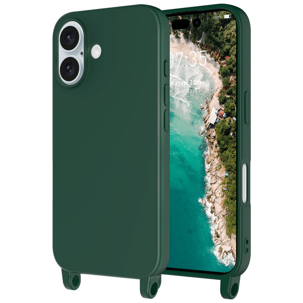 AMPD Real Feel TPU Crossbody Strap Case for Apple iPhone 16-Green