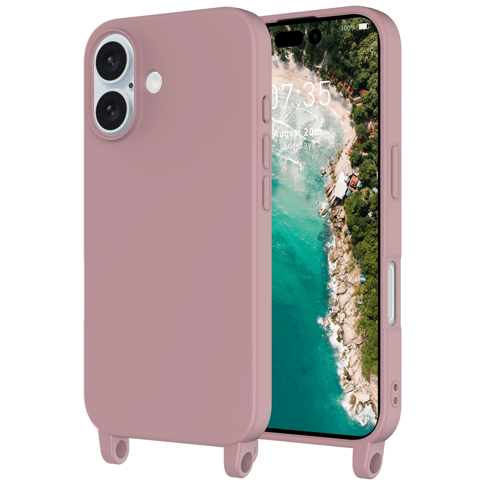 AMPD Real Feel TPU Crossbody Strap Case for Apple iPhone 16-Purple