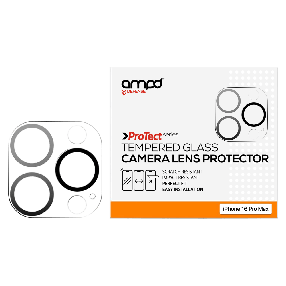 AMPD Laser Cut Rear Camera Tempered Glass Protector for Apple iPhone 16 Pro Max-Clear by AMPD