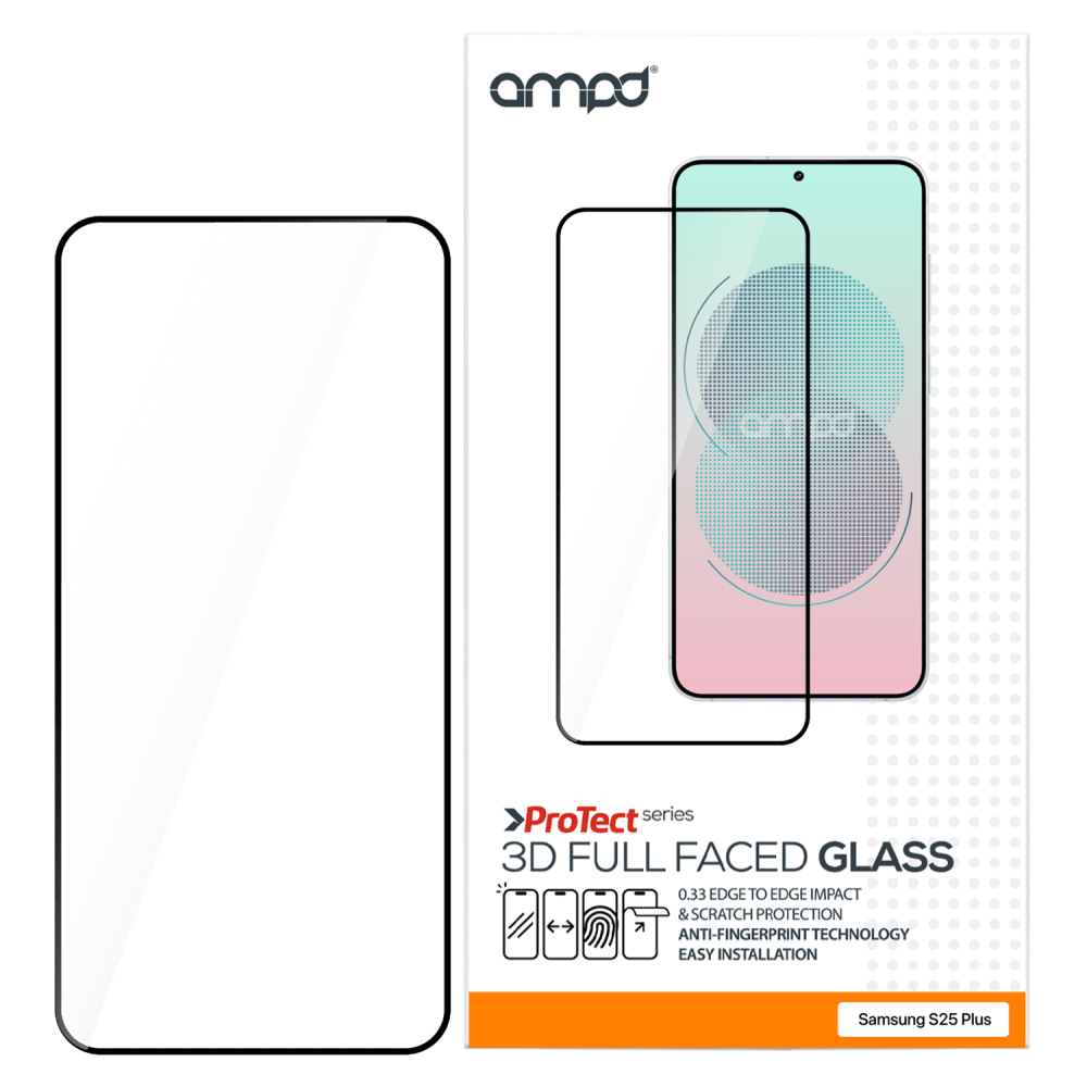 AMPD 3D Full Faced Impact Flex Glass Screen Protector for Samsung Galaxy S 2025 Medium-Clear by AMPD