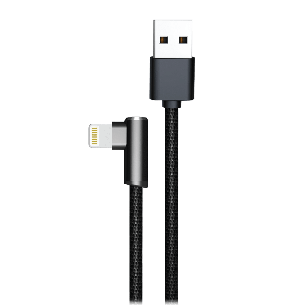 AMPD 90 Degree Gamer USB A to Apple Lightning Cable-Black