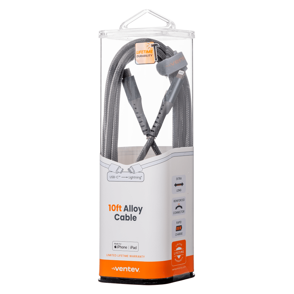Ventev Alloy USB C to Apple Lightning High Speed Ultradurable 10 Foot Cable-- by Ventev