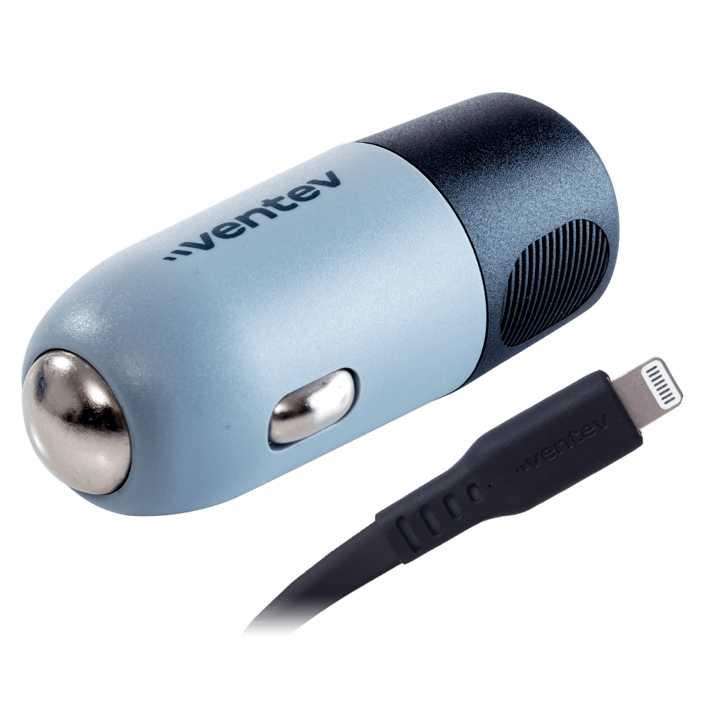 Ventev 20W ULTRAFAST USB C Universal Car Charger and USB C to Apple Lightning Cable-Gray by Ventev