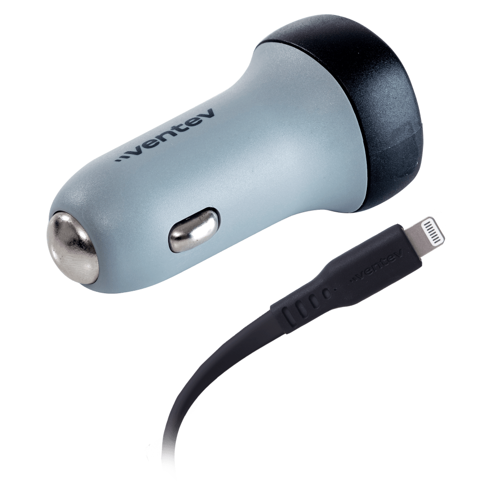 Ventev 30W ULTRAFAST USB C Universal Car Charger and USB C to Apple Lightning Cable-Gray by Ventev