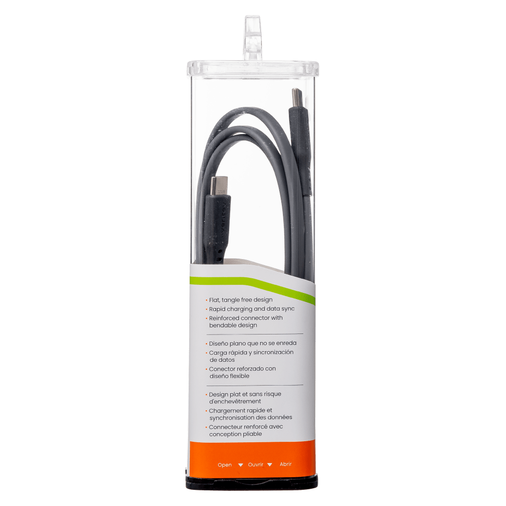 Ventev Flat USB C to USB C High Speed Tangle-Free 3 Foot Cable-Gray by Ventev