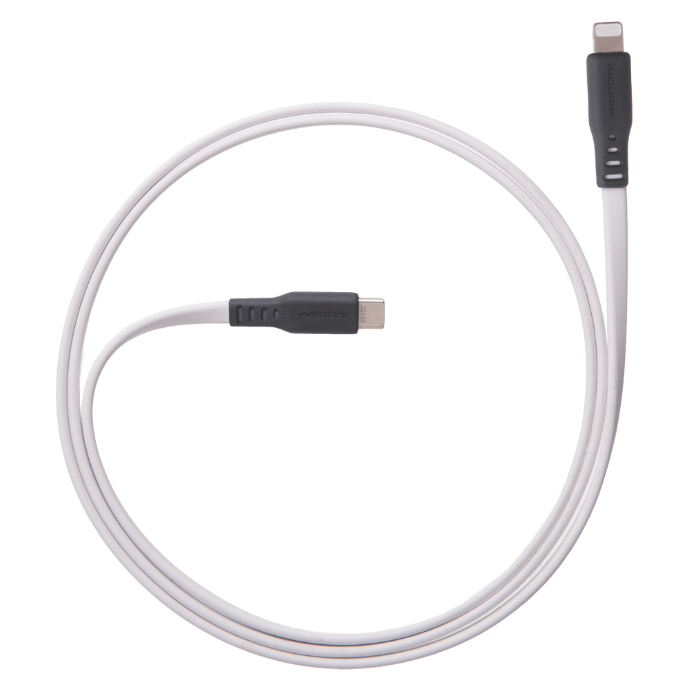 Ventev Flat USB C to Apple Lightning High Speed Tangle-Free 6 Foot Cable-White