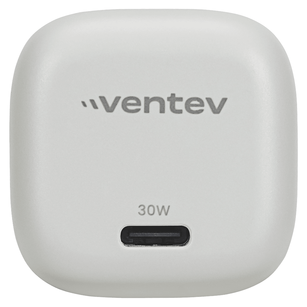 Ventev 30W ULTRAFAST USB C Mini GaN Wall Charger and USB C to USB C Cable-White by Ventev