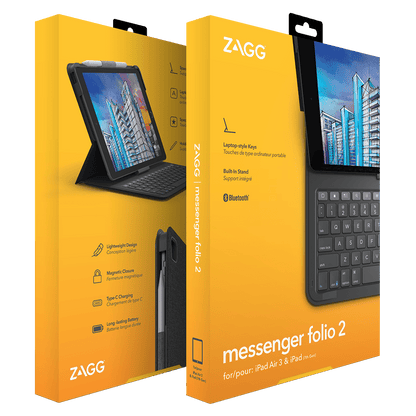 ZAGG Messenger Folio 2 Keyboard and Case for Apple iPad 10.2 / Air 10.5 / Pro 10.5-Gray by ZAGG