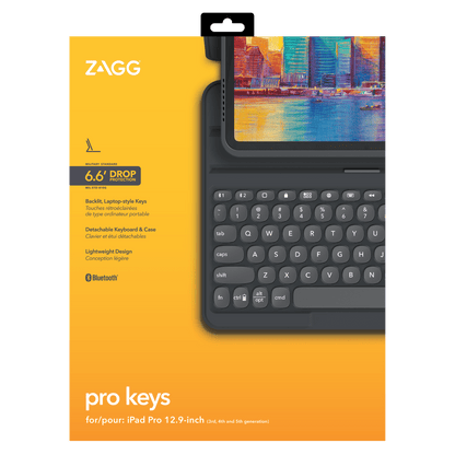 ZAGG Pro Keys Bluetooth Keyboard Case for Apple iPad Pro 12.9 (2021 / 2020 / 2018)-Black by ZAGG