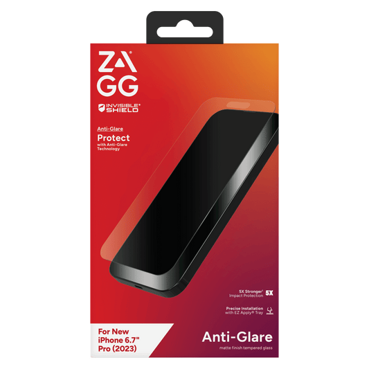 ZAGG InvisibleShield Glass Elite Antimicrobial Anti-Glare Glass Screen Protector for Apple iPhone 15 Pro Max