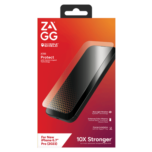 ZAGG InvisibleShield XTR3 Glass Elite Screen Protector for Apple iPhone 15 Pro Max Clear