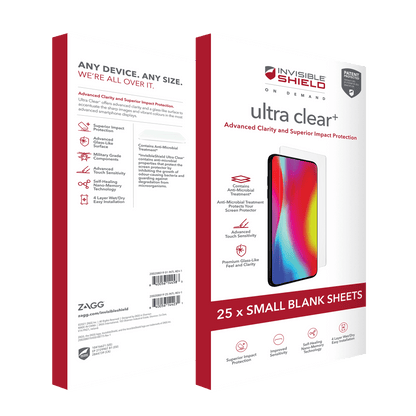 ZAGG ISOD Ultra Clear Plus 4 Layer Film Screen Protector 25 Pack for Small Screens-Clear by ZAGG