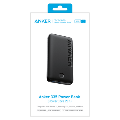 Anker PowerCore 335 PD Power Bank 20W 20,000 mAh Black by Anker