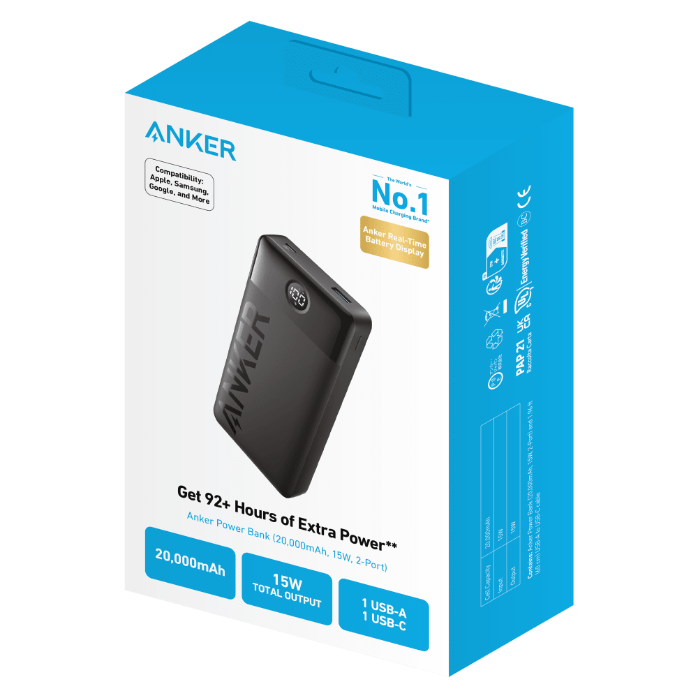 Anker PowerCore 326 2 Port Power Bank 20W 20,000 mAh-Black by Anker