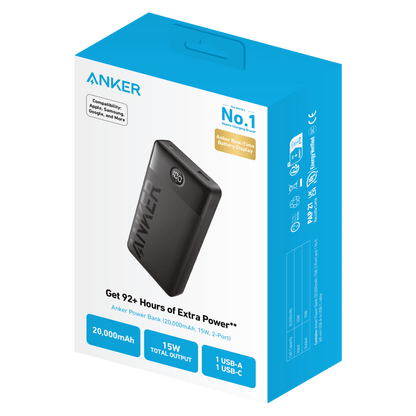 Anker PowerCore 326 2 Port Power Bank 20W 20,000 mAh-Black by Anker