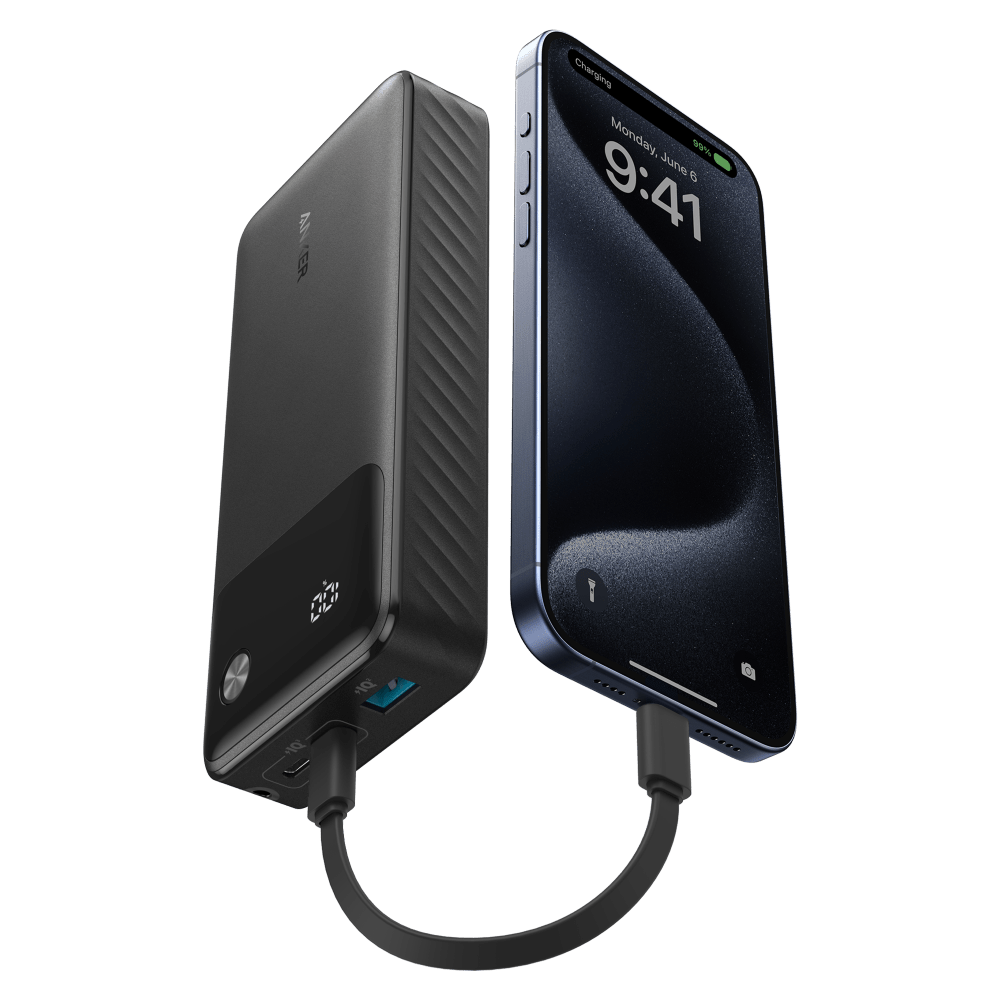 Anker Power Bank 20,000 mAH 30W with USB C to USB C Cable-Black by Anker