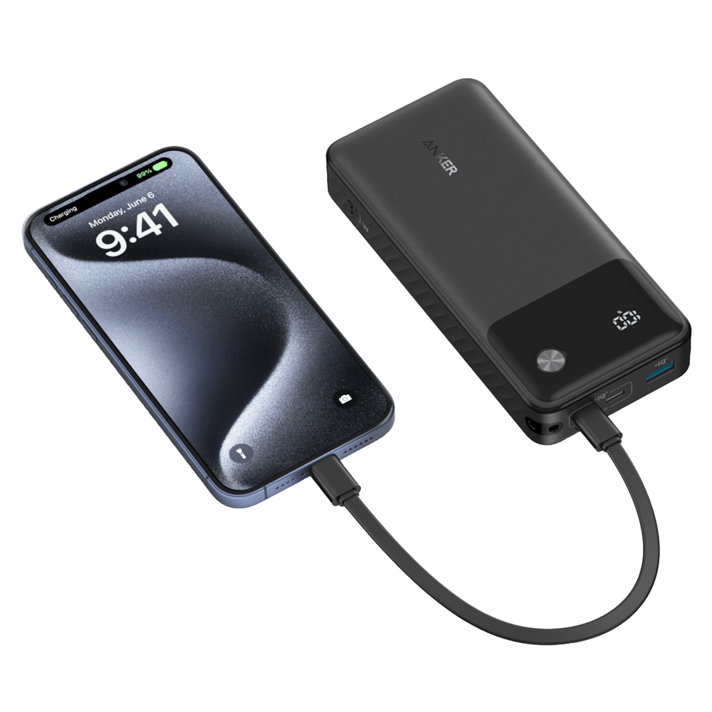 Anker Power Bank 20,000 mAH 30W with USB C to USB C Cable-Black by Anker