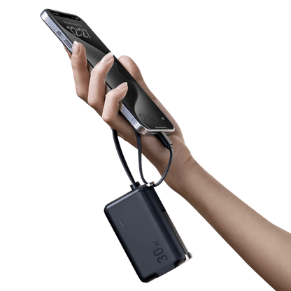 Anker Power Bank 5,000 mAh 22.5W with Built in USB C Cable and Fusion Wall Charger 30W-Black by Anker
