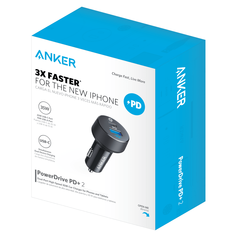 Anker PowerDrive PD 2 Port USB C Car Charger 35W-Black by Anker