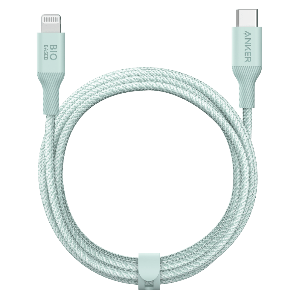 Anker Bio-Braided USB C to Apple Lightning Cable 10ft Green