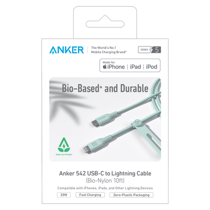 Anker Bio-Braided USB C to Apple Lightning Cable 10ft Green by Anker