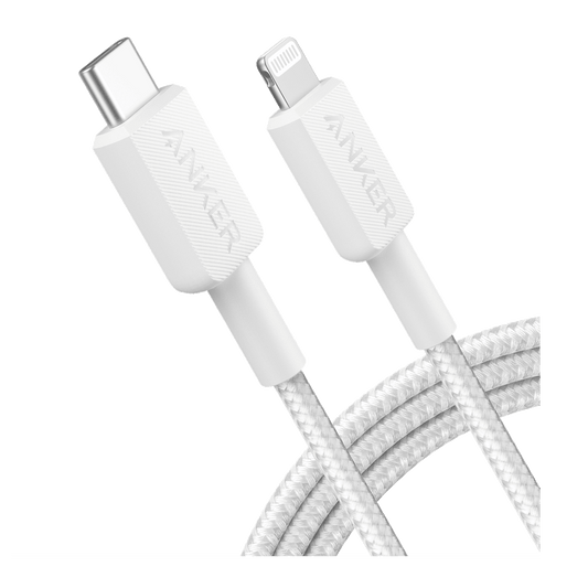 Anker Braided USB C to Apple Lightning Cable 6ft-White by Anker