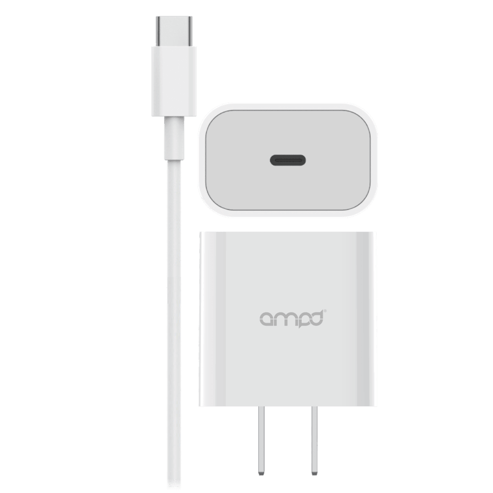 AMPD PD Fast 20W USB C Wall Charger with USB C to USB C Cable 4ft-Black by AMPD