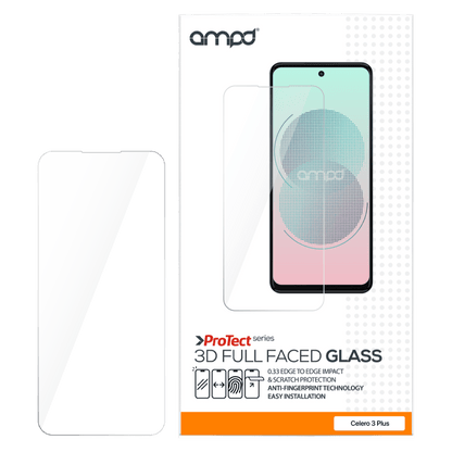 AMPD 0.33 Hardened Tempered Glass Screen Protector for Boost Celero 5G Plus (Gen 3)-Clear by AMPD