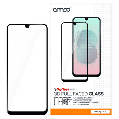 AMPD 3D Full Faced Impact Flex Glass Screen Protector for Samsung Galaxy A16 5G-Clear by AMPD